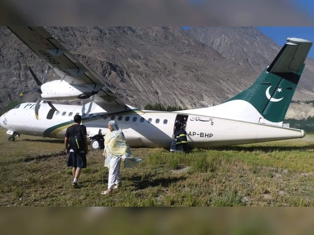 PIA ATR-42 aircraft skidded off the runway in Gilgit Airport